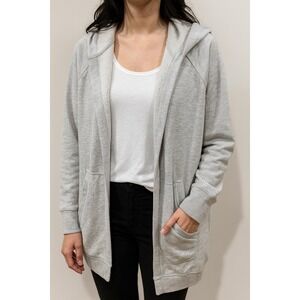 Olive + Oak Womens Gray Open Front Hoodie Sweatshirt Pockets Comfy Casual